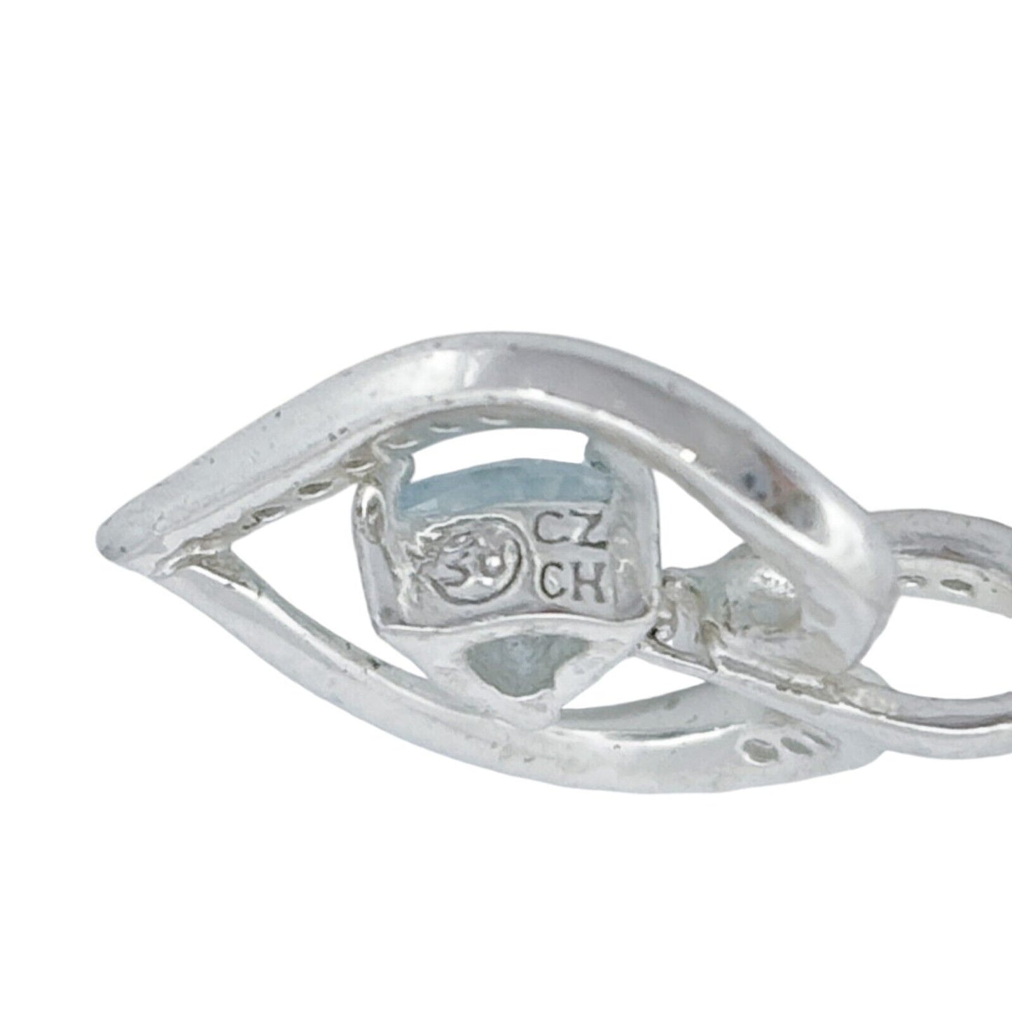 Vintage Sterling Silver 925 Topaz Cubic Zirconia Heart Pendant