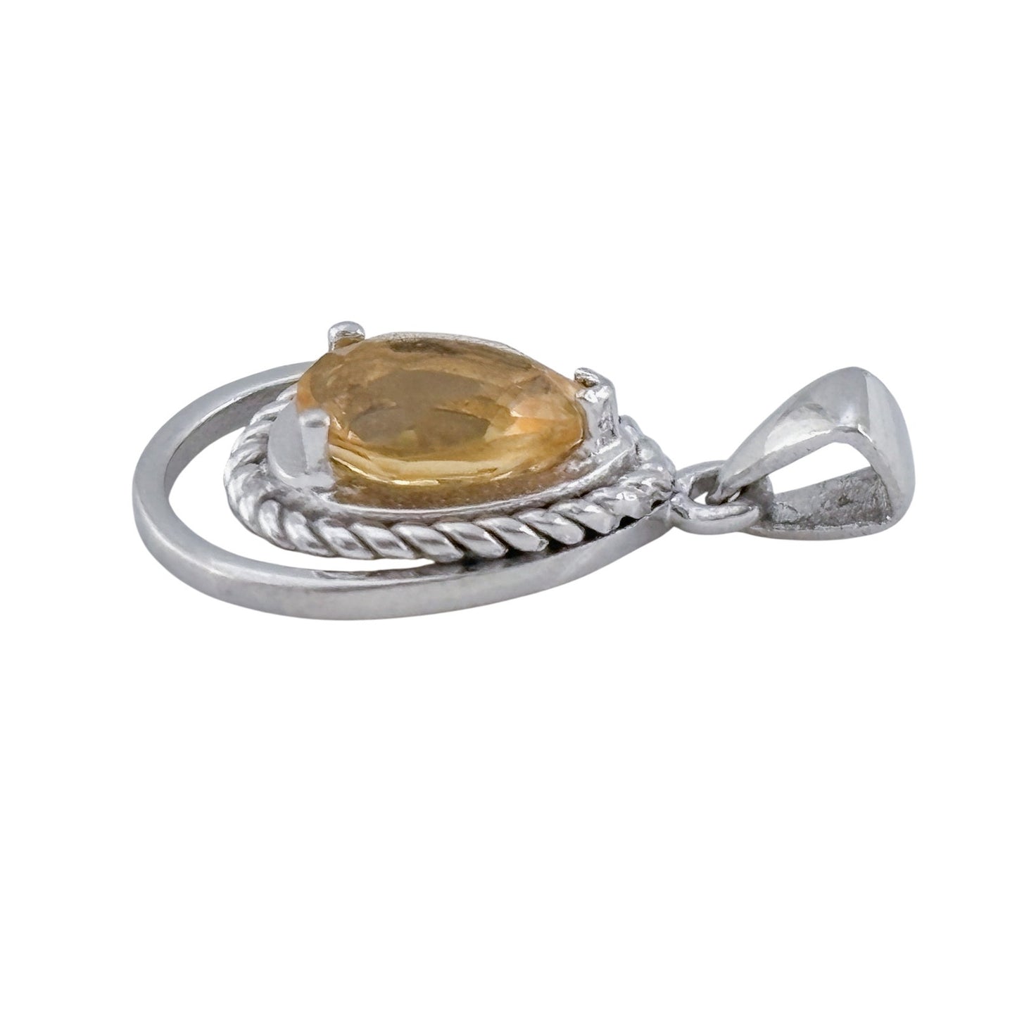 Vintage Sterling Silver 925 Citrine Pendant