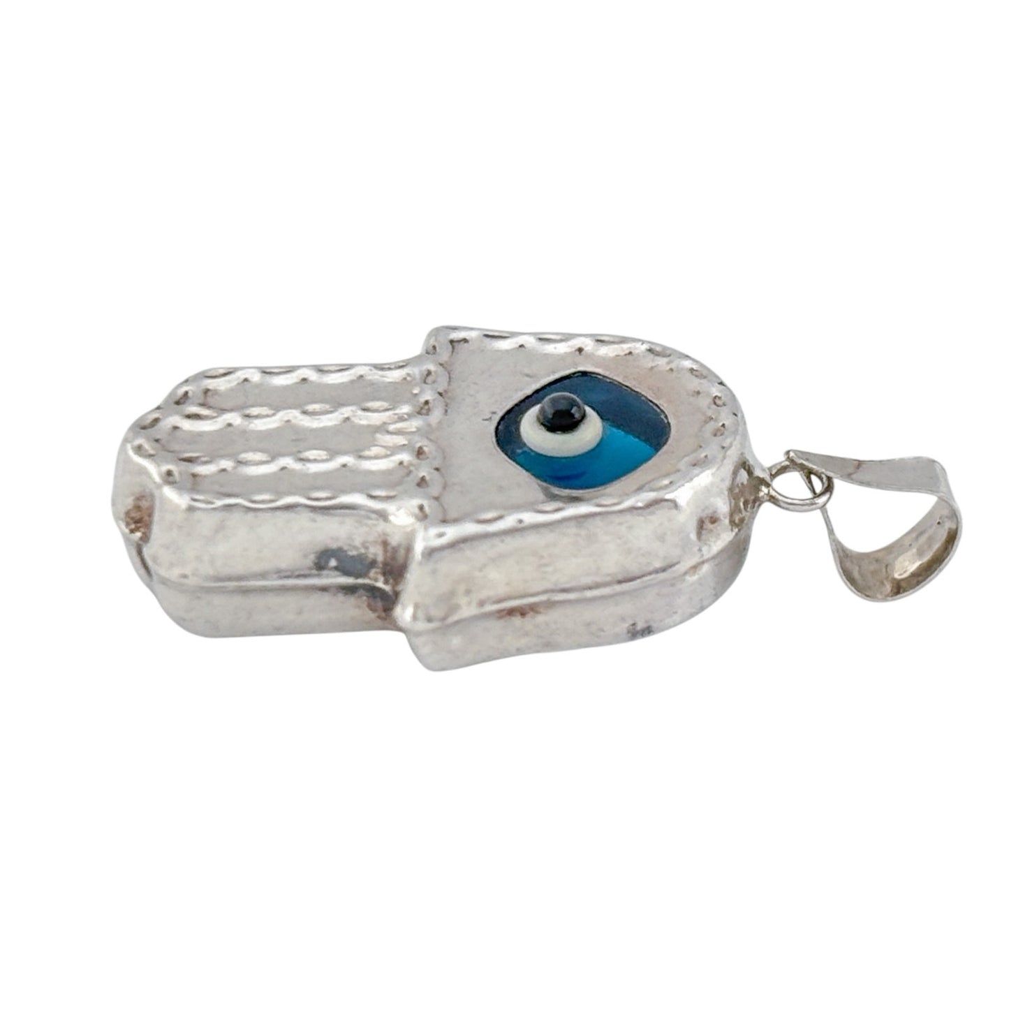 Vintage Sterling Silver 925 Hamsa Evil Eye Pendant