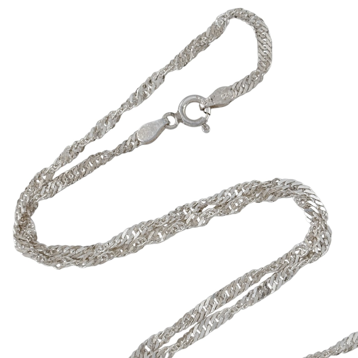 Vintage Italian Sterling Silver 925 Singapore Chain Necklace 17.5"