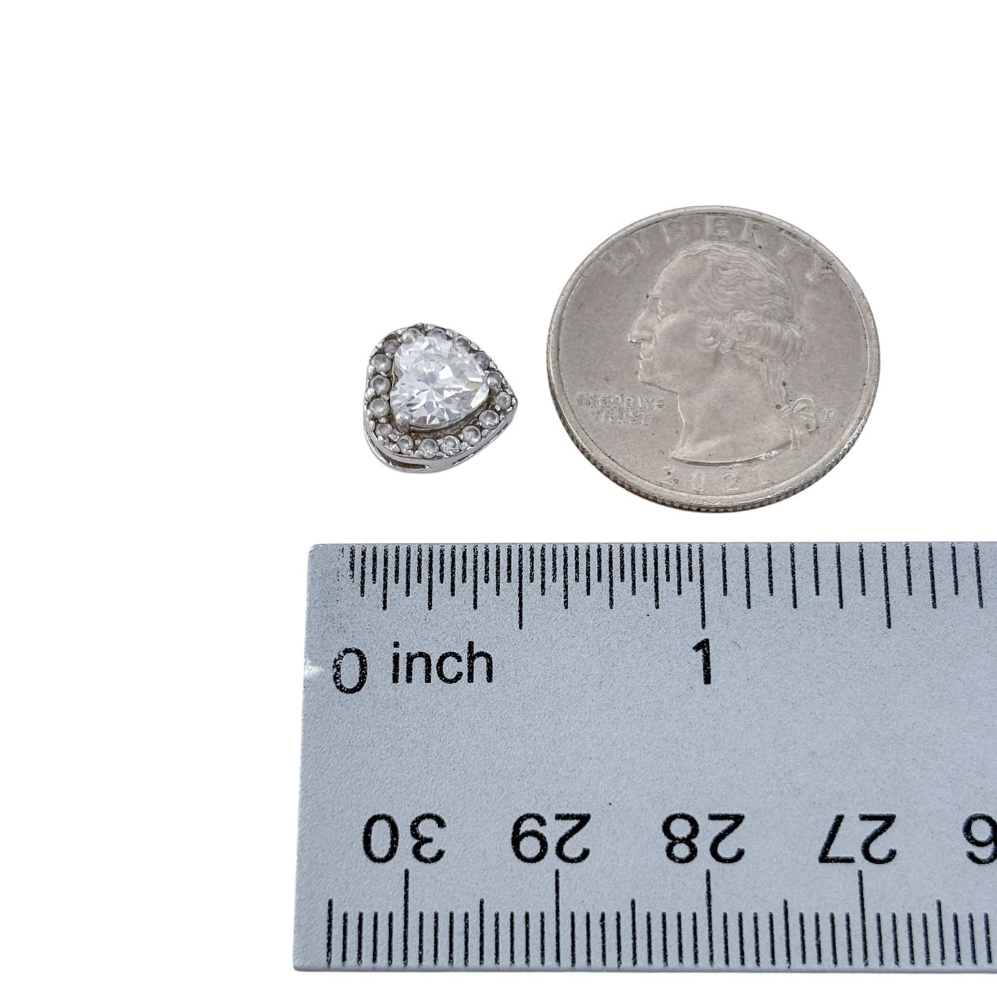 Vintage Sterling Silver 925 Cubic Zirconia Heart Pendant