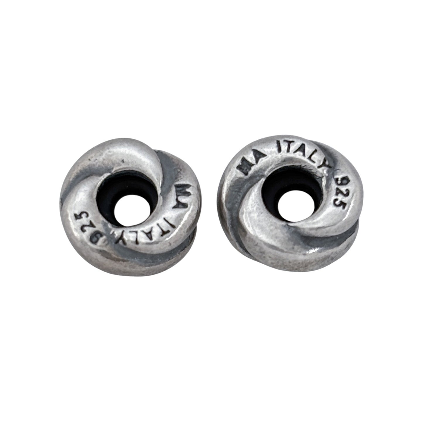 Vintage Sterling Silver 925 Italy Swirl Spacer Beads Pair