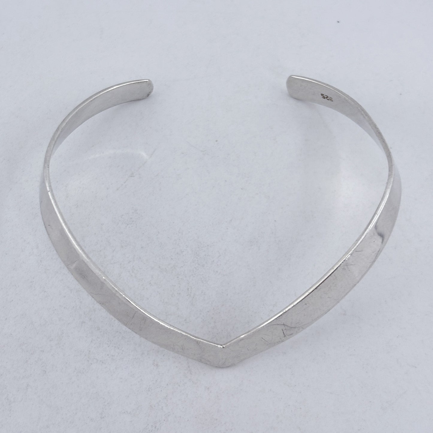 Vintage Sterling Silver 925 Wide V Cuff Bracelet 6.75"
