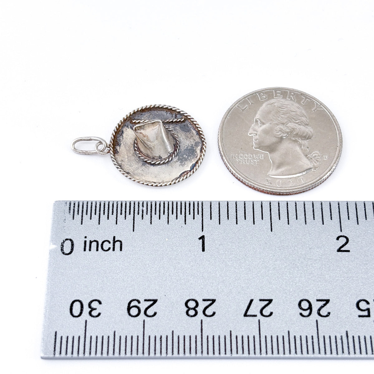 Vintage Sterling Silver 925 3D Sombrero Hat Charm Pendant
