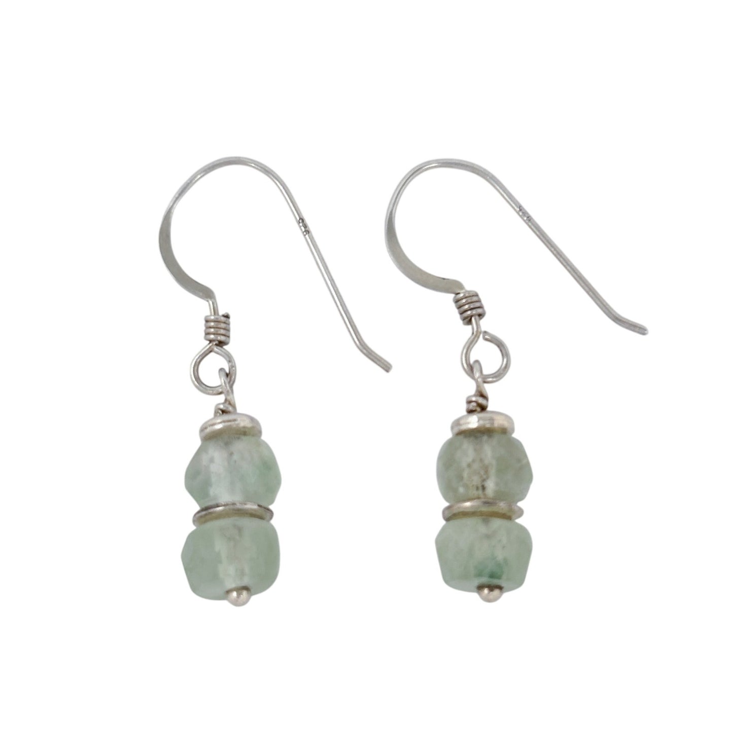 Vintage Sterling Silver 925 Prasiolite Green Amethyst Earrings