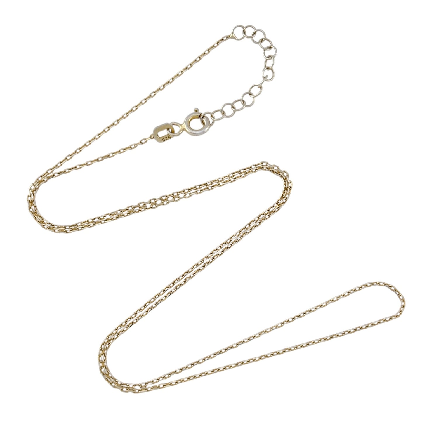 Vintage Gold-Tone Sterling Silver 925 Cable Link Chain Necklace 16.5"-17.5"