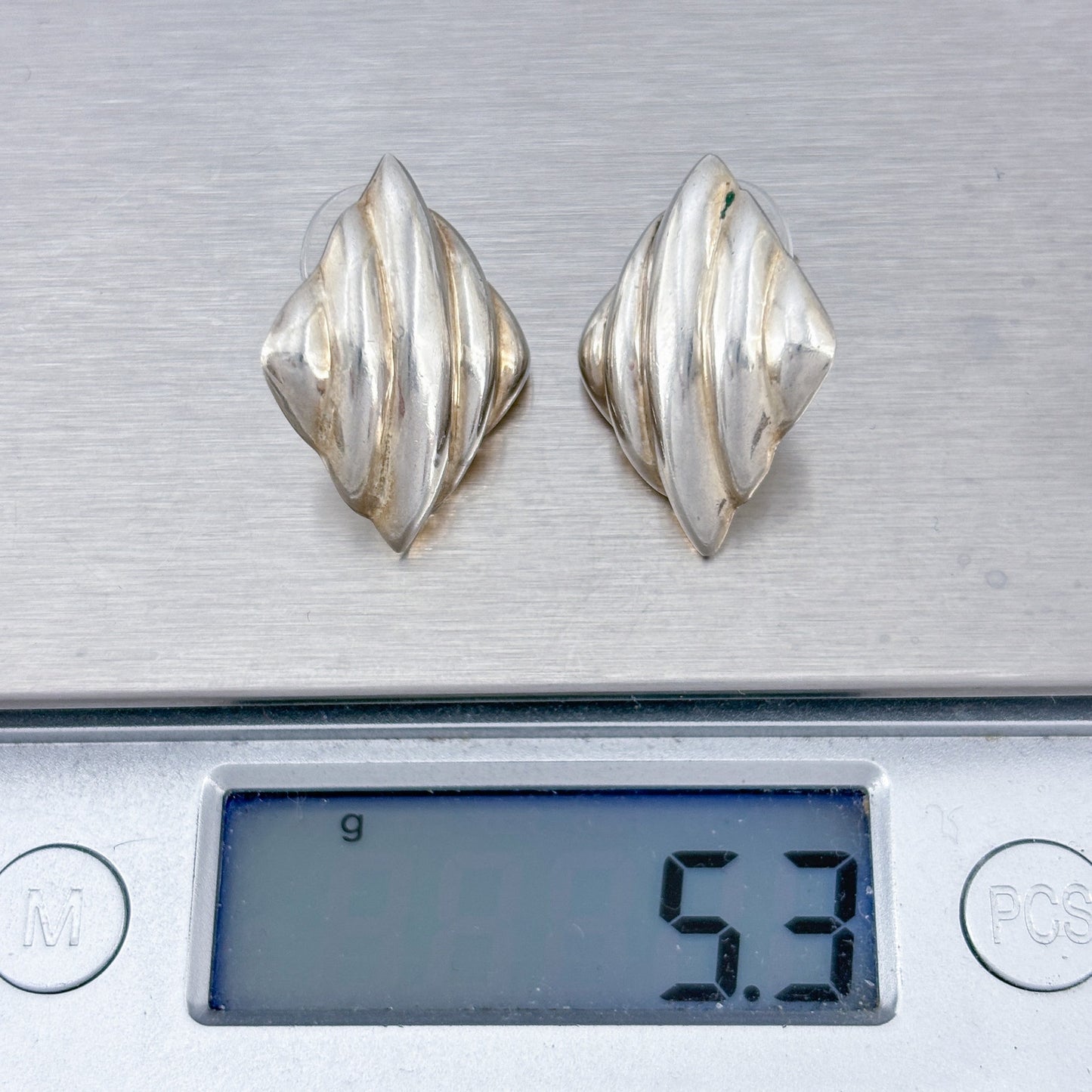 Vintage Sterling Silver 925  Fluted Earrings