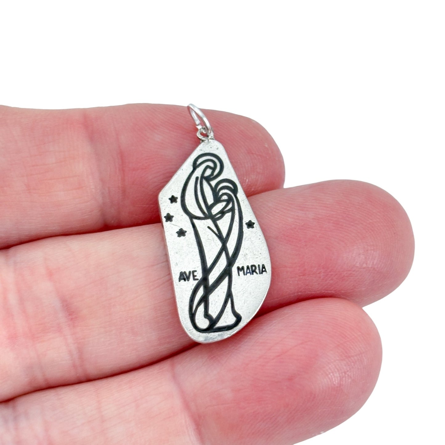 Vintage Sterling Silver 925 Ave Maria Pendant