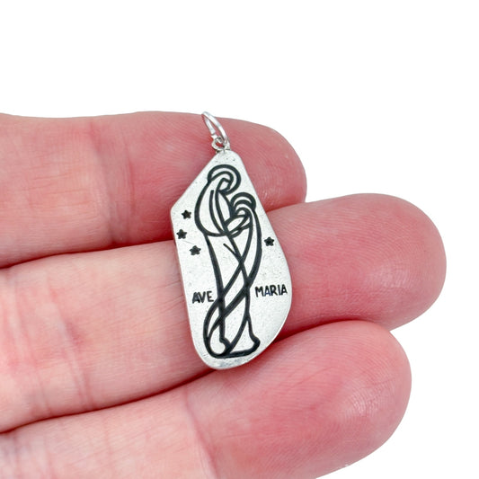 Vintage Sterling Silver 925 Ave Maria Pendant