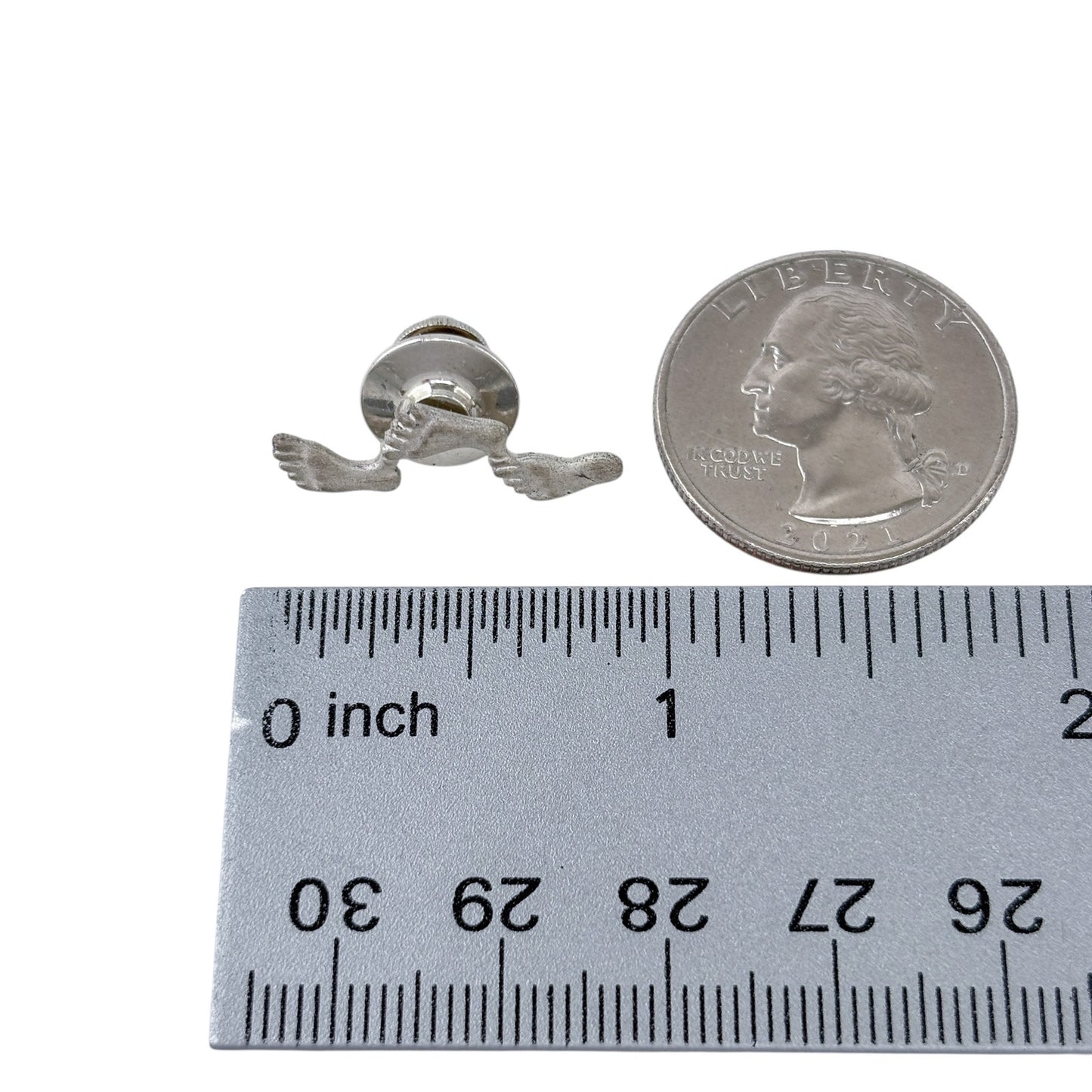 Vintage Sterling Silver 925 Footprints In The Sand Tie Tack Pin