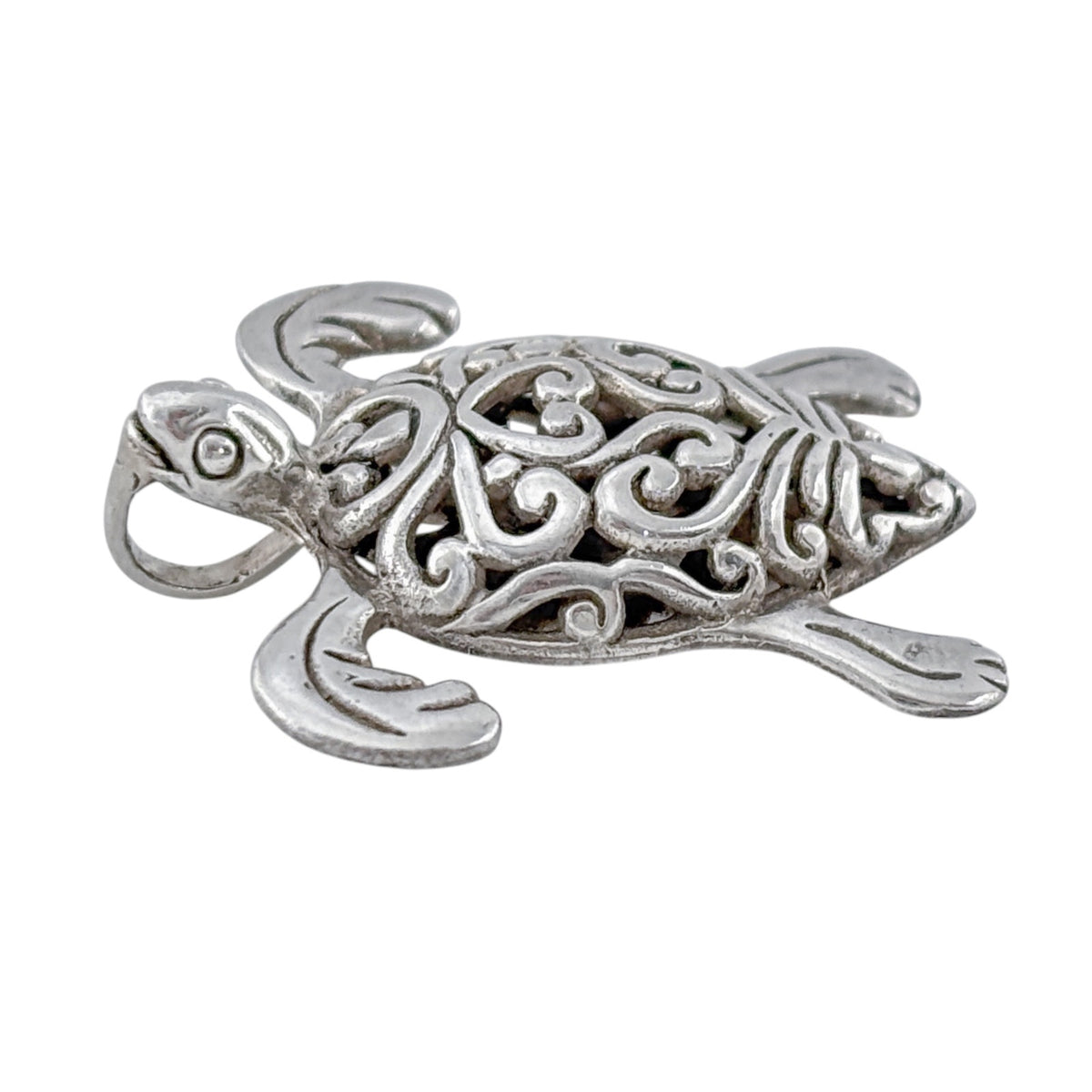 Vintage Sterling Silver 925 Filigree Sea Turtle Pendant