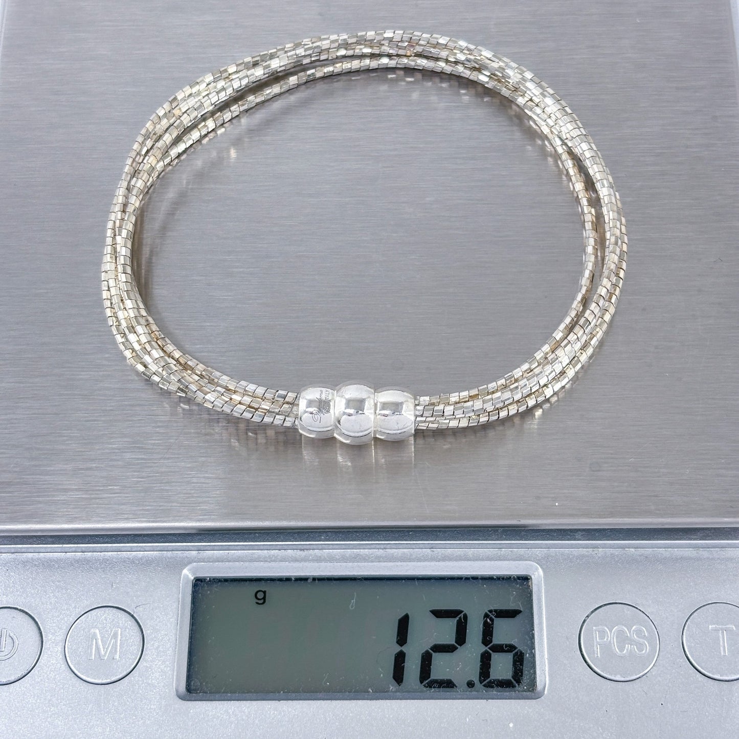 Estate Italy Dyadema Sterling Silver 925 5-Strand Bead Chain Bracelet 6.75"