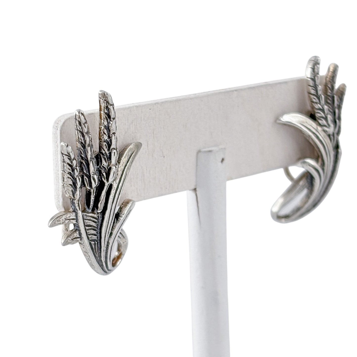 Vintage Danecraft Sterling Silver 925 Wheat Clip On Earrings