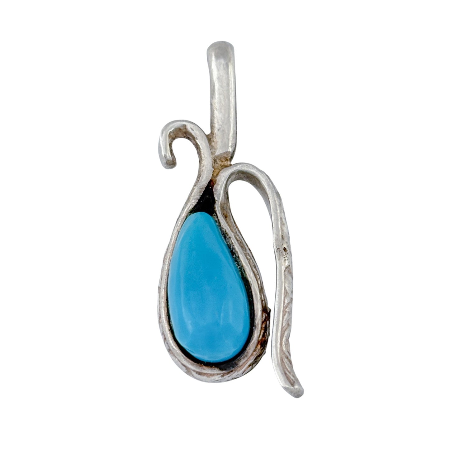 Vintage Sterling Silver 925 Turquoise Teardrop Pendant
