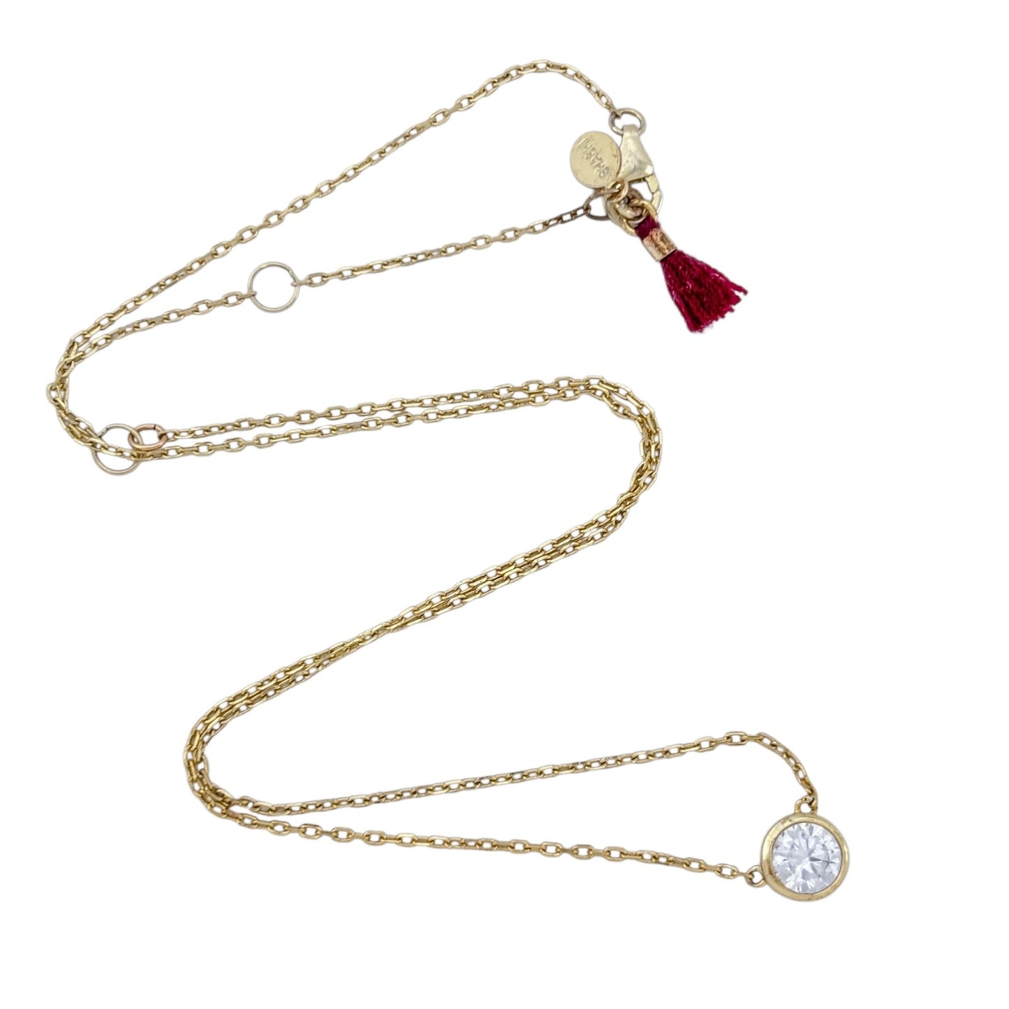 Vintage Gold-Tone Sterling Silver Cubic Zirconia Necklace 13.5" 14.5", 15.5"