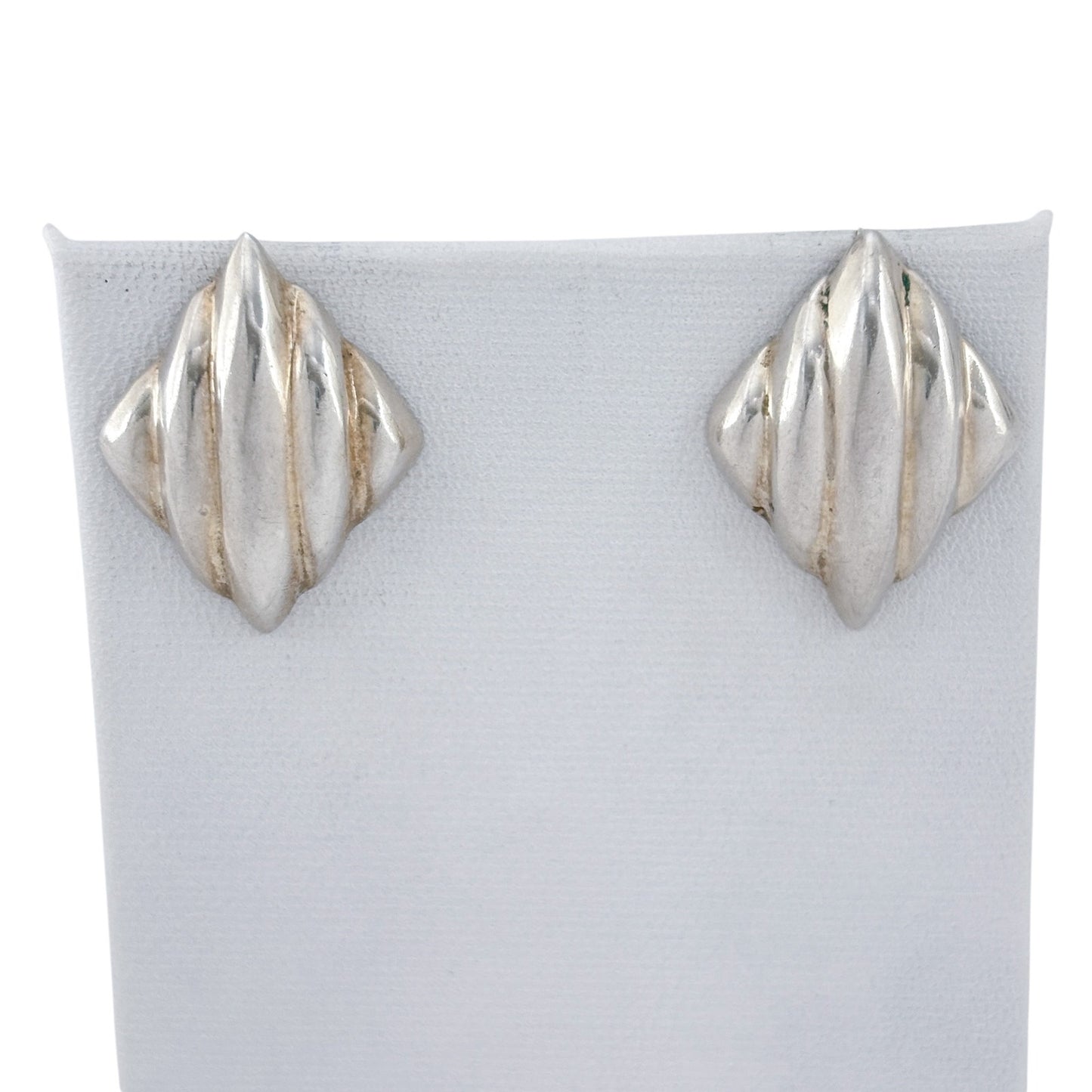 Vintage Sterling Silver 925  Fluted Earrings