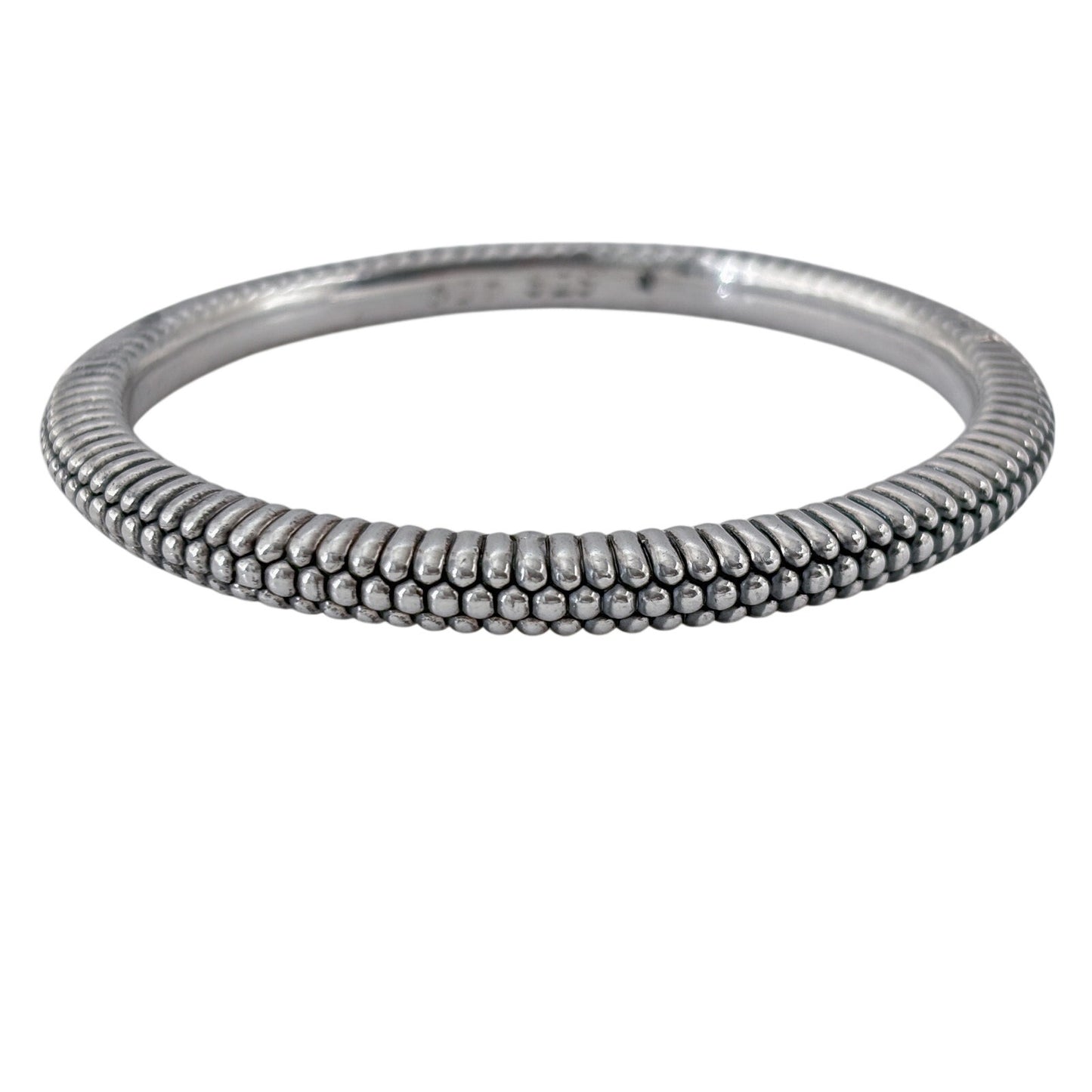 Vintage Sterling Silver 925 Ridged Bangle Bracelet 8"