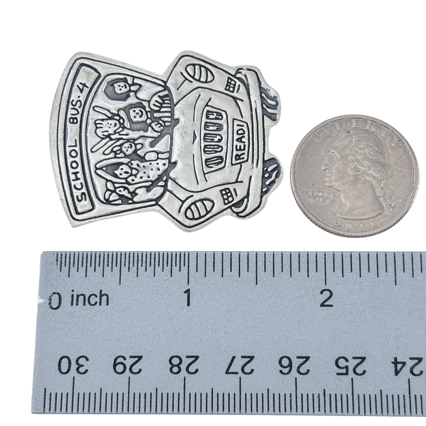 Vintage Sterling Silver 925 School Bus Brooch Pin