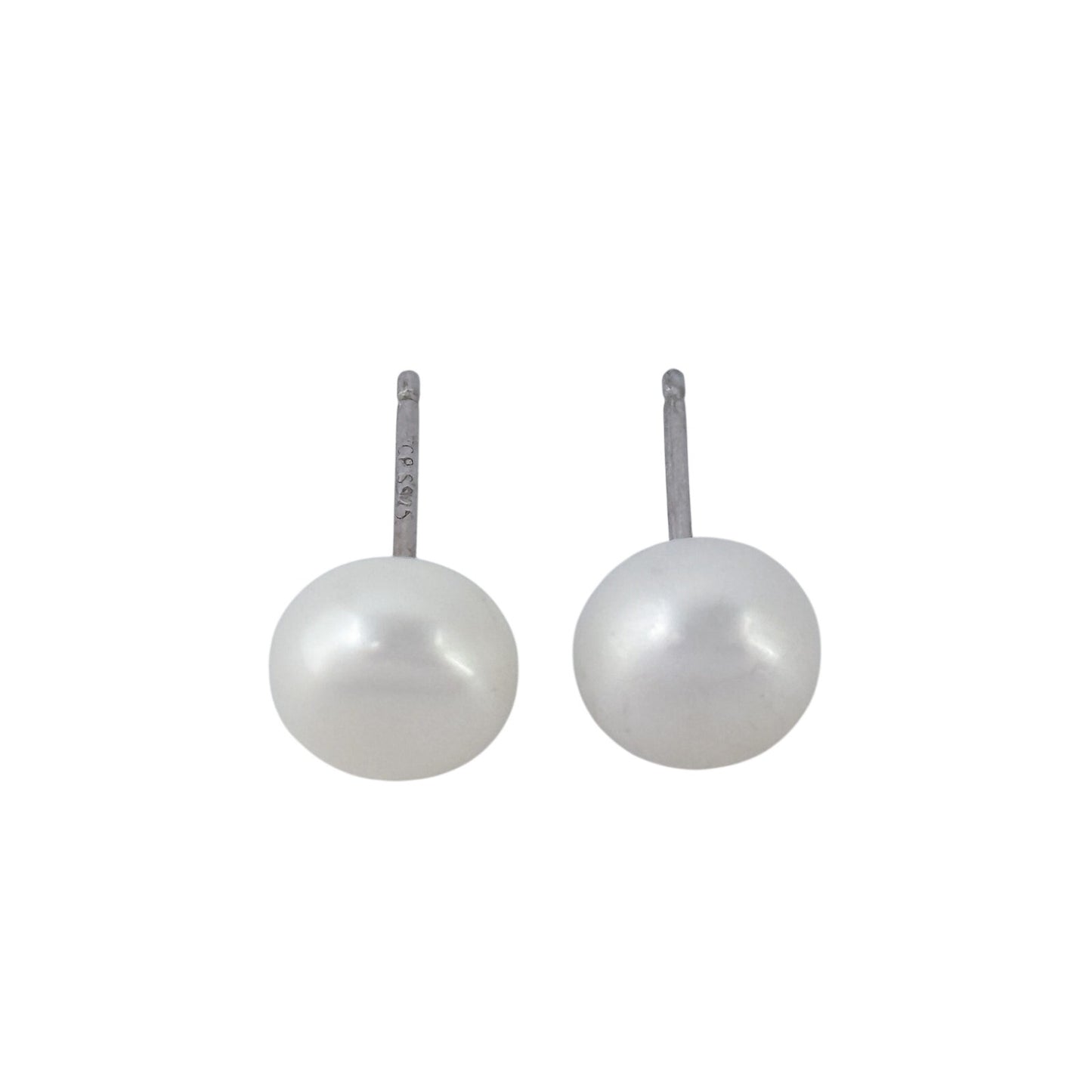 Vintage Sterling Silver 925 White Pearl Stud Earrings