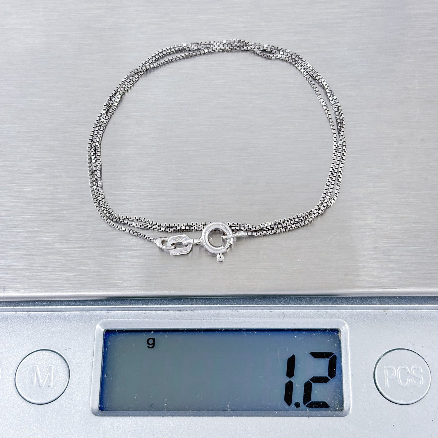 Vintage Italy Sterling Silver 925 Box Link Chain Necklace 16"