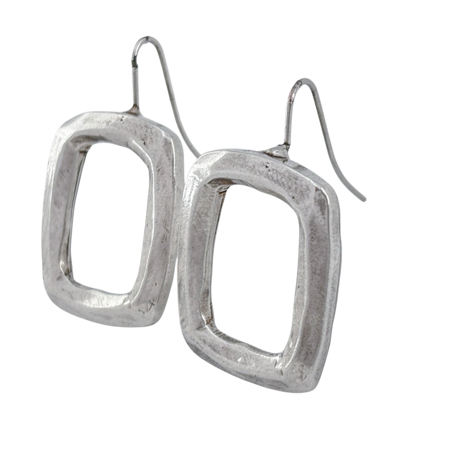 Vintage Duo B Paris Sterling Silver 925 Square Hoop Earrings