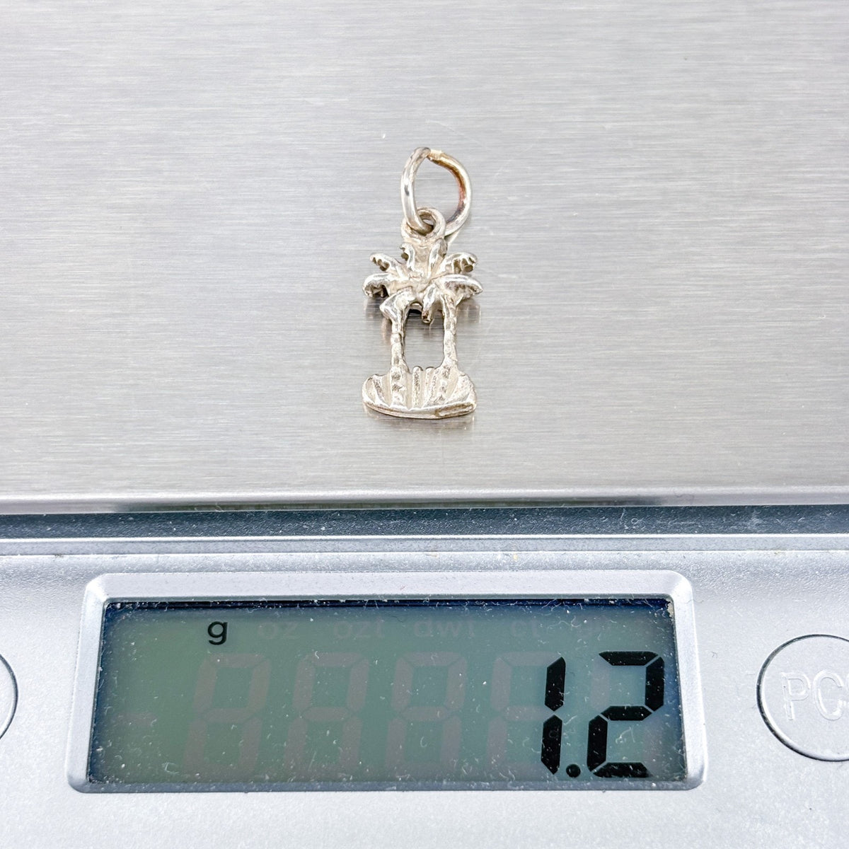 Vintage Sterling Silver 925 Palm Tree Island Pendant