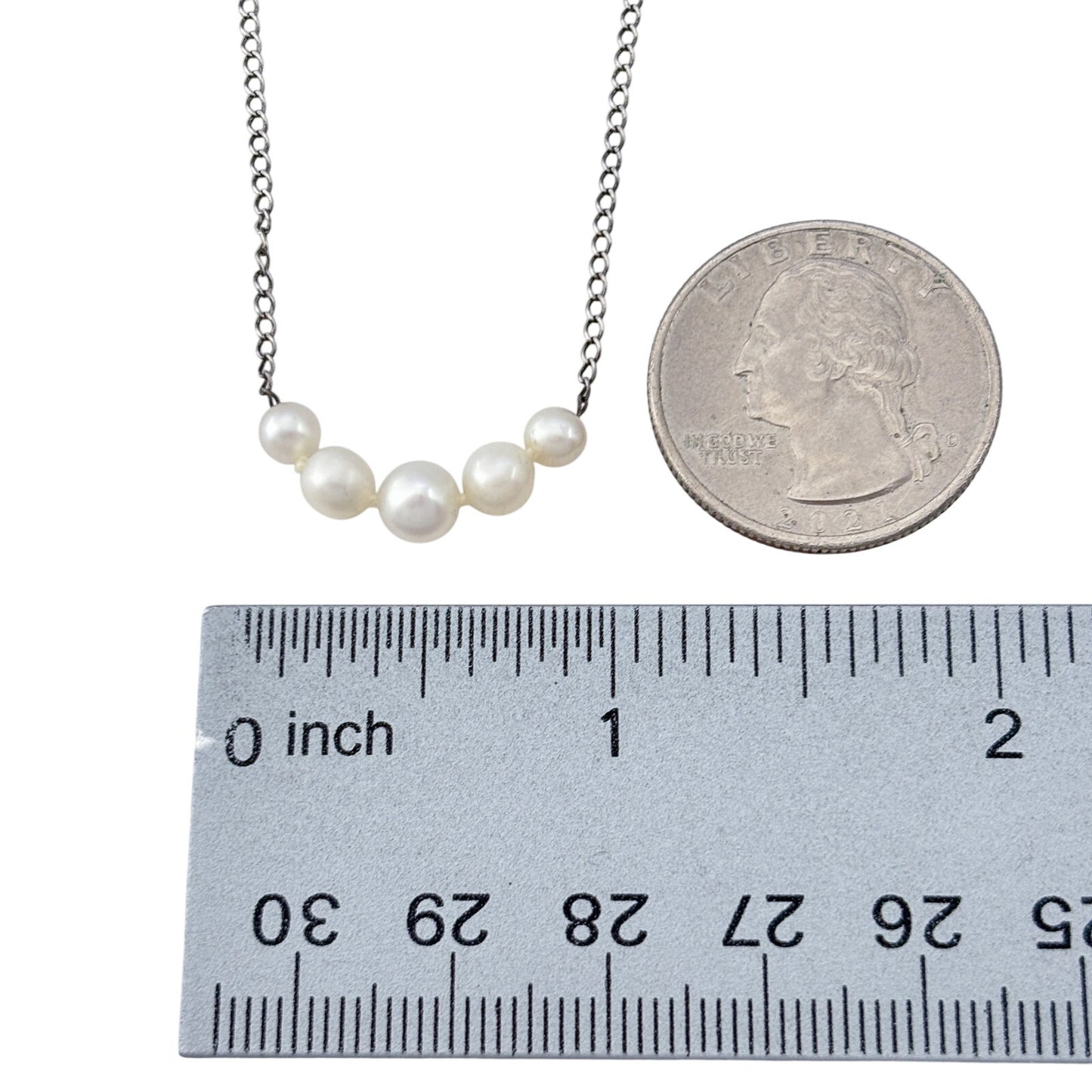 Vintage Sterling Silver 925 Graduated Pearl Necklace 16"