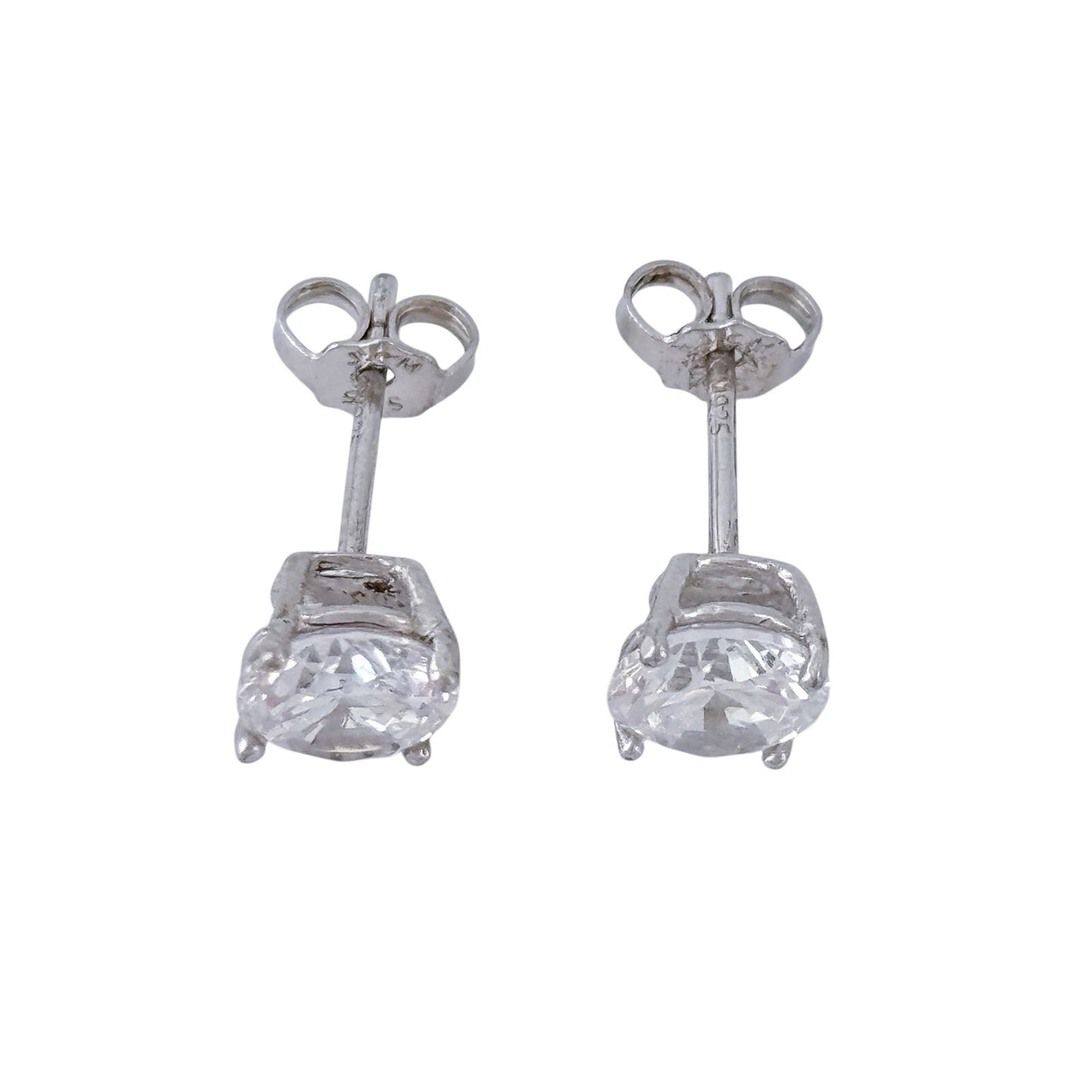 Vintage Sterling Silver 925 Cubic Zirconia Stud Earrings