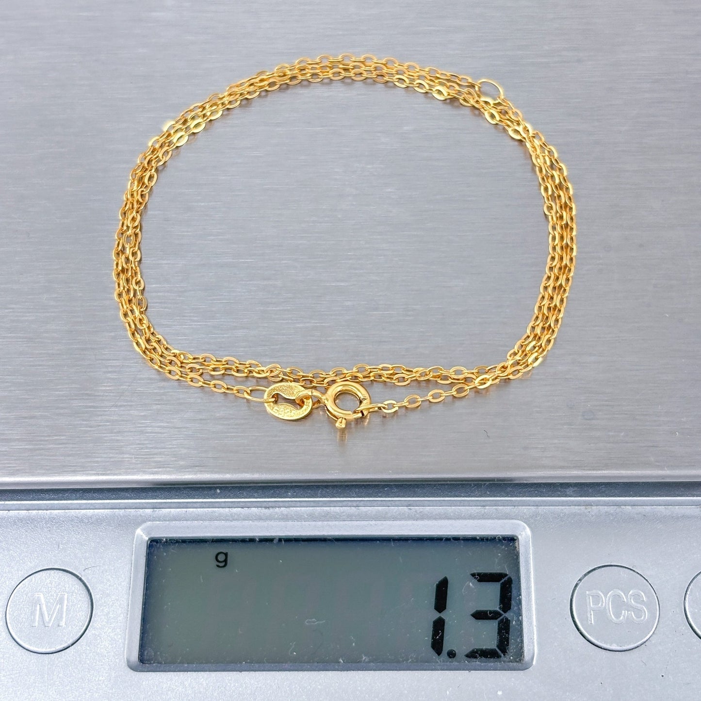 Vintage Gold-Tone Sterling Silver 925 Cable Link Chain Necklace 16"-18.5"