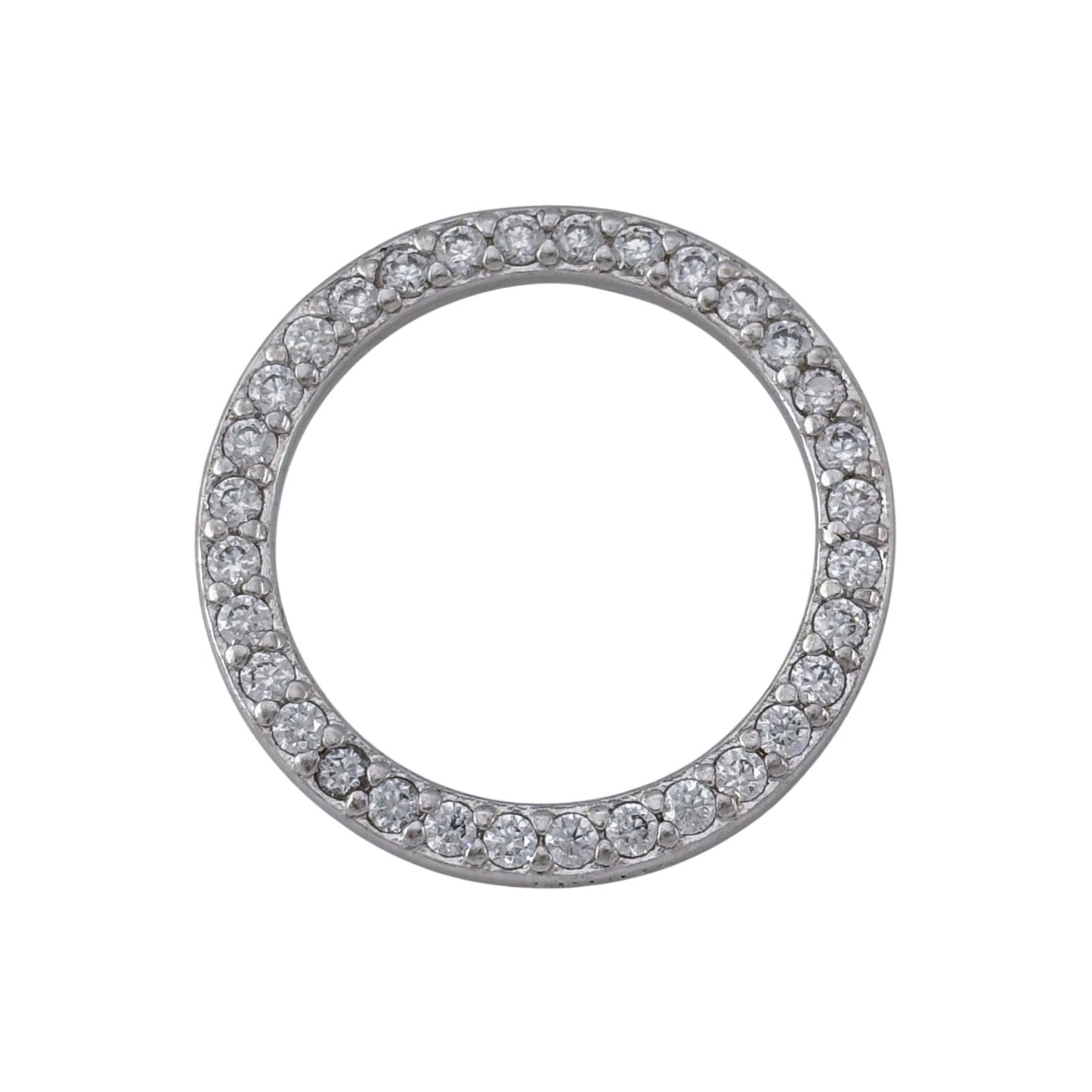Vintage Sterling Silver 925 Cubic Zirconia Circle Pendant