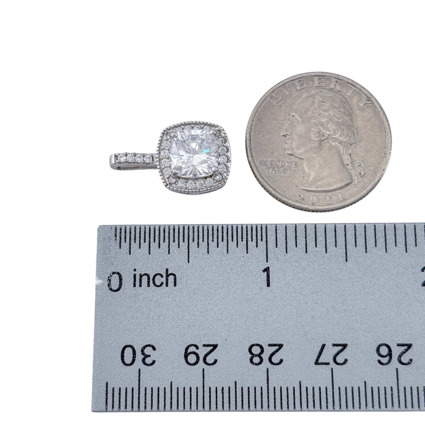 Vintage Sterling Silver 925 Cubic Zirconia Halo Pendant