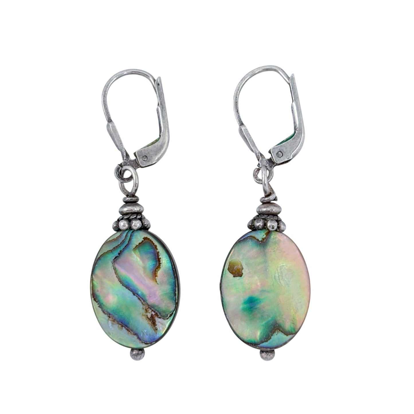Estate Sterling Silver 925 Abalone Shell Dangle Earrings