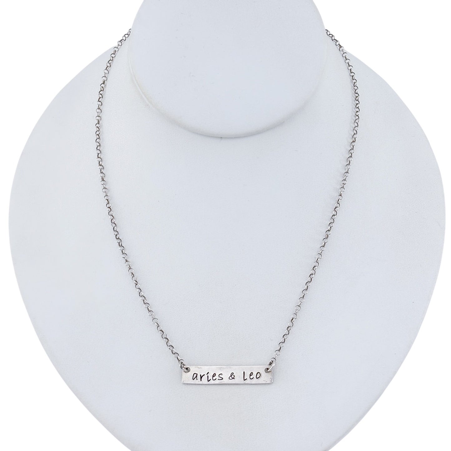 Vintage Sterling Silver 925 “Aries & Leo” Bar Necklace 17.5"