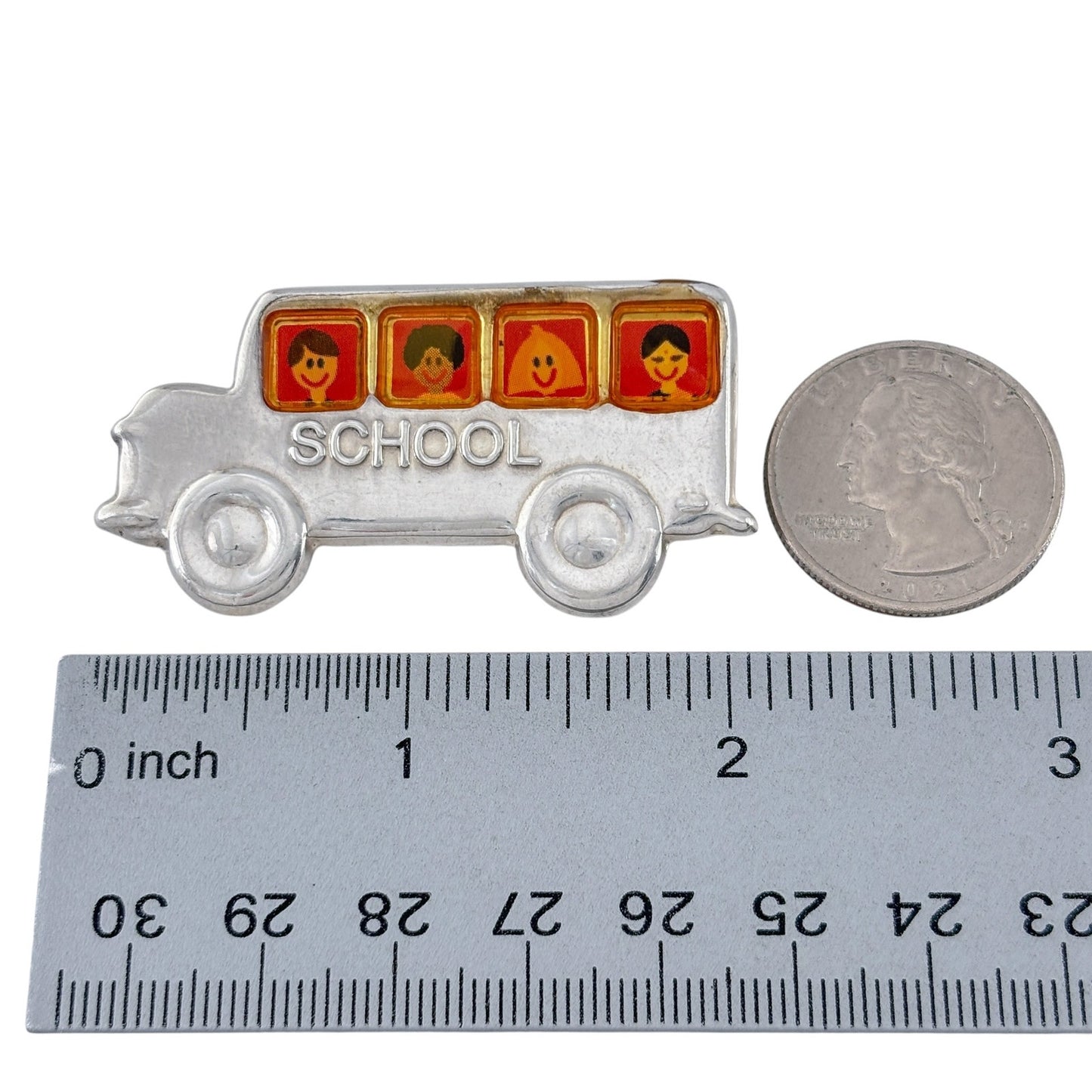 Vintage EFS Mexican Sterling Silver 925 School Bus Brooch