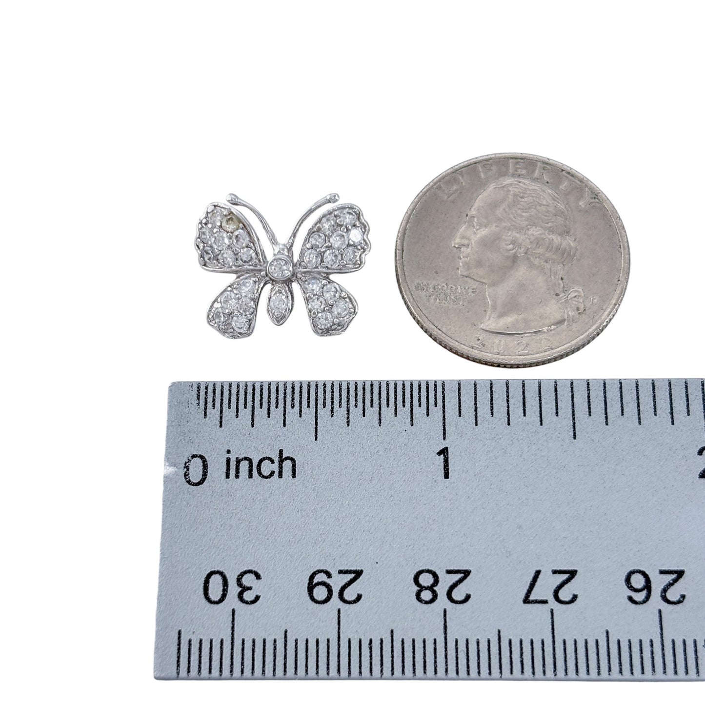 Vintage Sterling Silver 925 Cubic Zirconia Butterfly Pendant