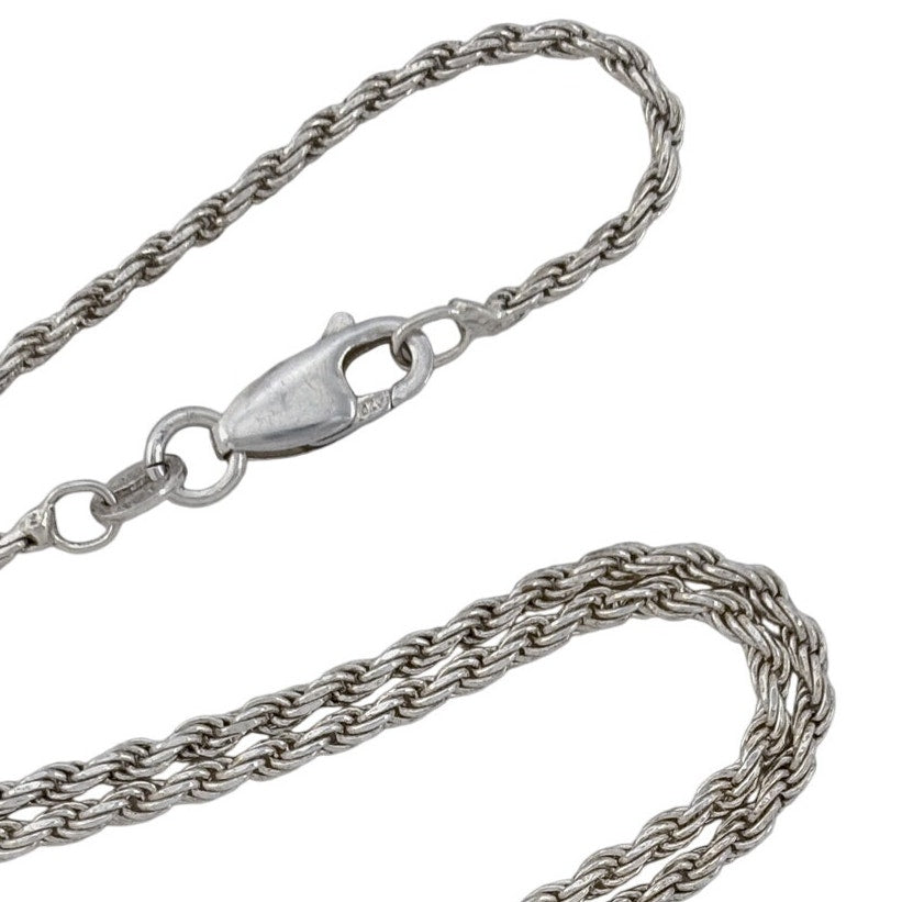 Vintage Italian Sterling Silver 925 Rope Link Chain Necklace 18"