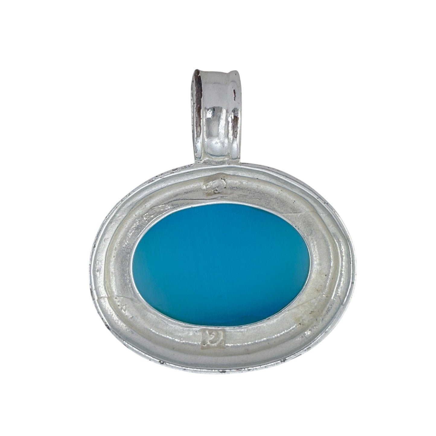 Vintage Sterling Silver 925 Blue Glass Pendant