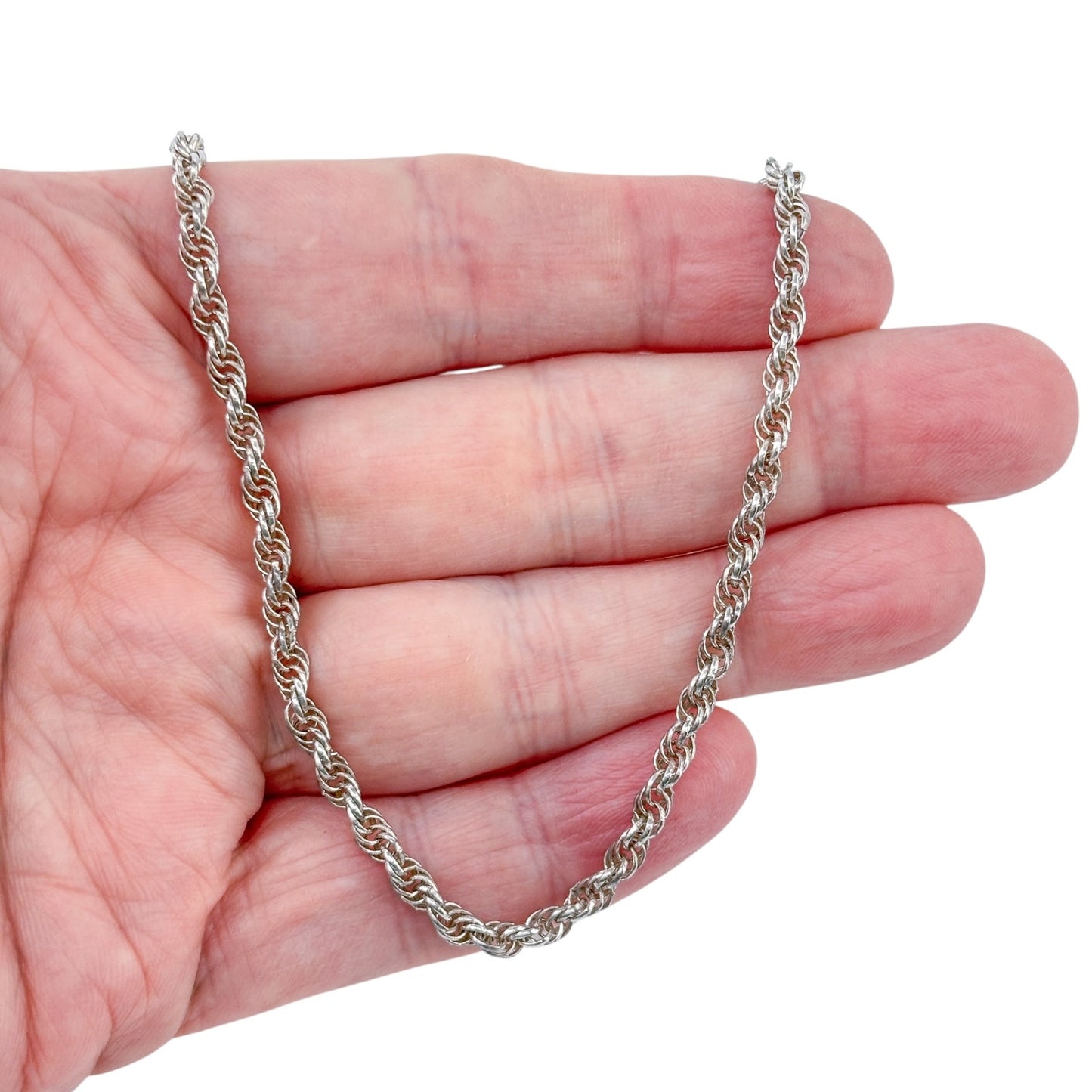 Vintage Sterling Silver 925 Rope Link Chain Necklace 24"