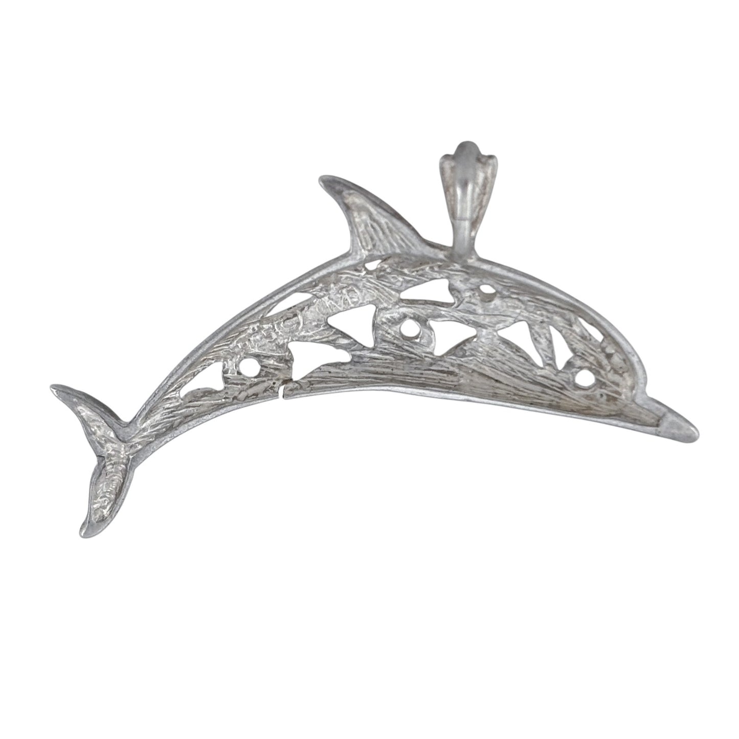 Vintage Sterling Silver 925 Filigree Dolphin Pendant