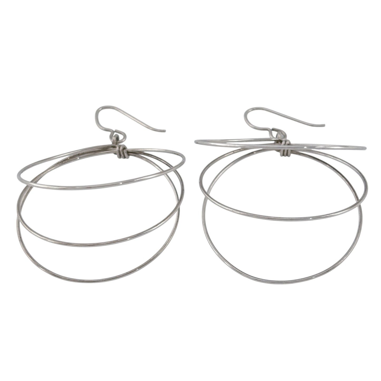 Vintage Sterling Silver 925 Multi Hoop Dangle Earrings