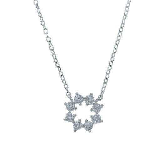 Vintage Sterling Silver Cubic Zirconia Snowflake Pendant Necklace 16"-18"