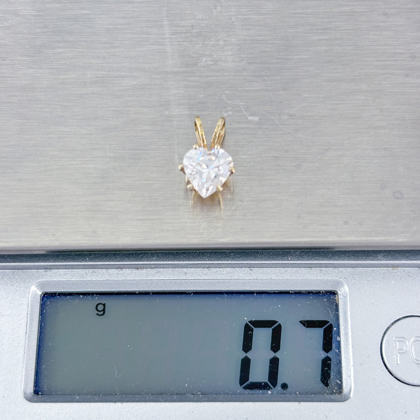 Vintage Gold Tone Sterling Silver 925 Cubic Zirconia Heart Pendant
