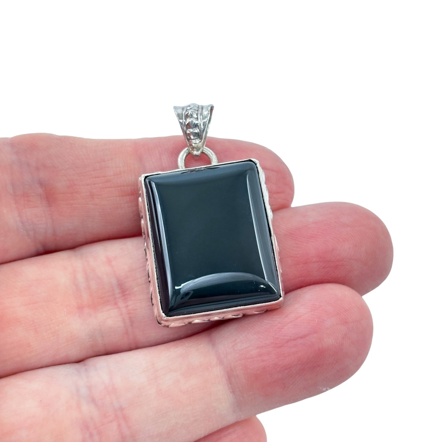 Vintage Sterling Silver 925 Black Onyx Pendant