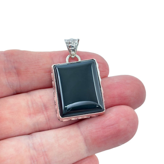 Vintage Sterling Silver 925 Black Onyx Pendant