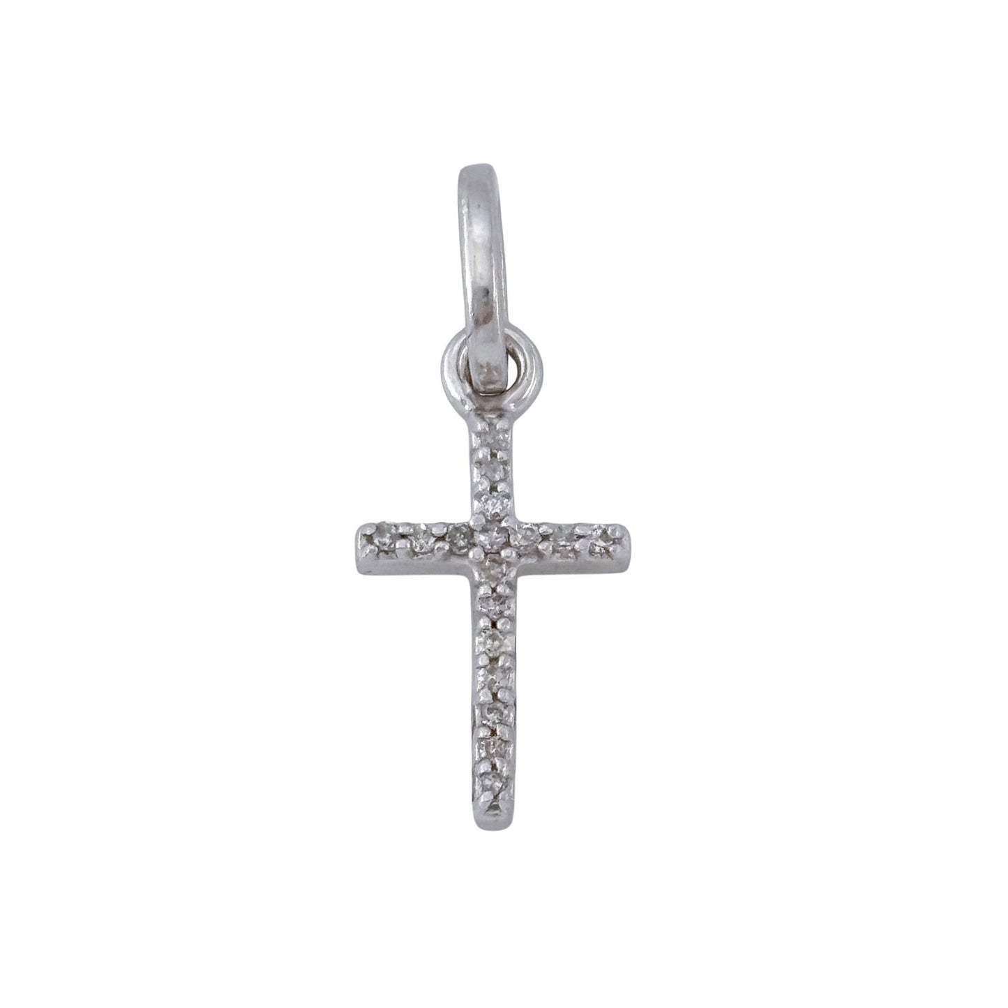 Vintage Sterling Silver 925 Diamond 0.09ctw Cross Pendant