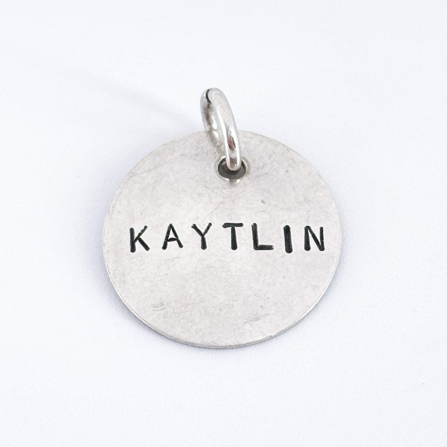Vintage Sterling Silver 925 KAYTLIN Name Disc Charm Pendant