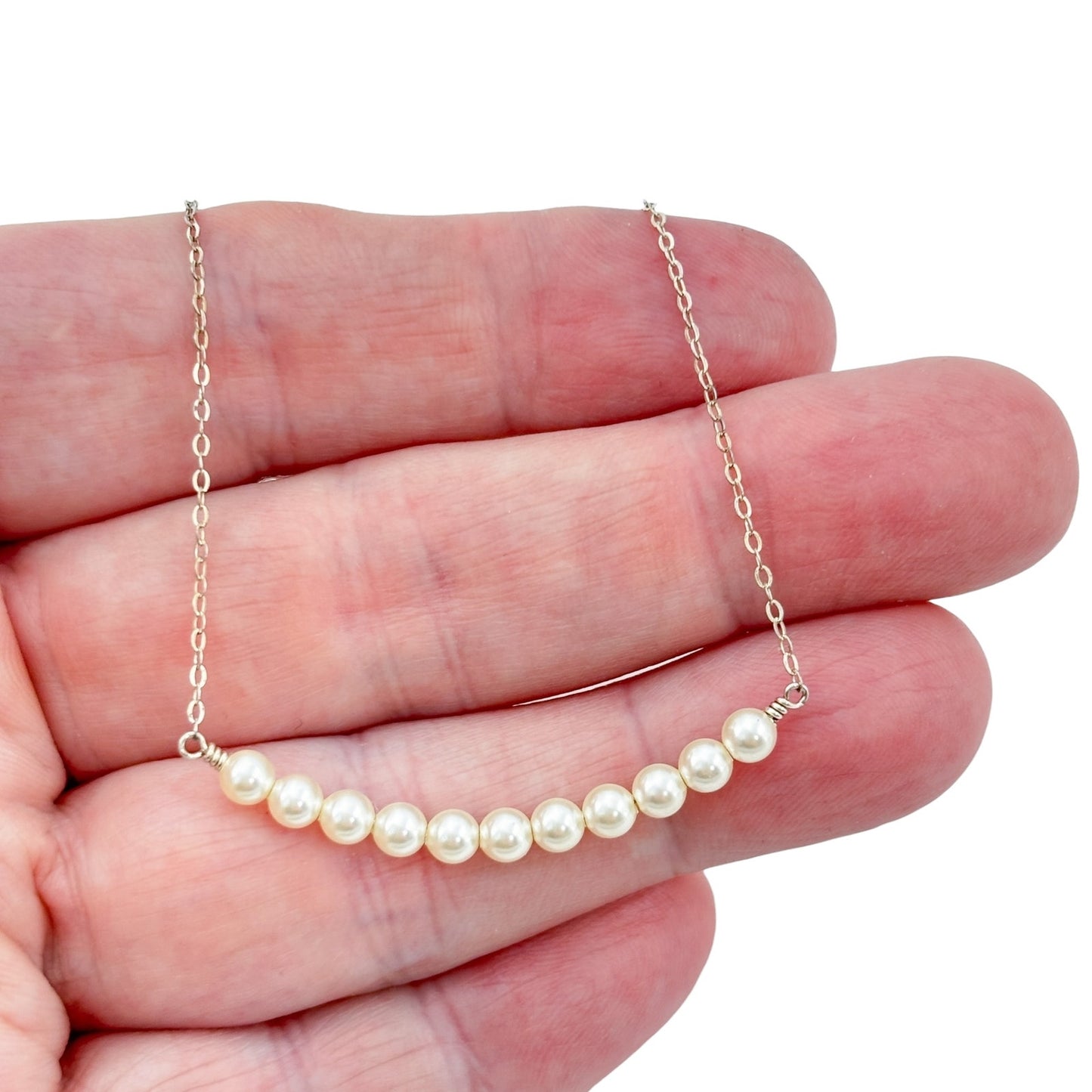 Vintage Sterling Silver 925 Simulated Pearl Necklace 18"