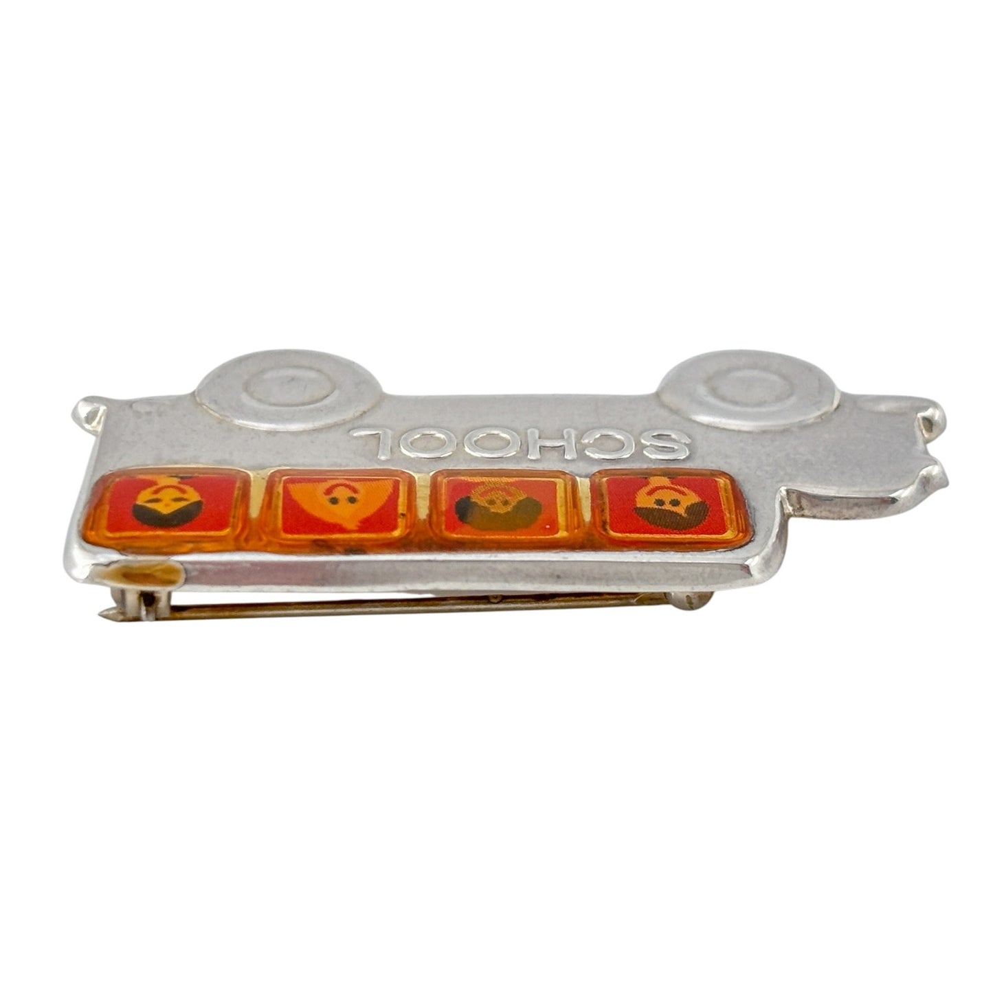 Vintage EFS Mexican Sterling Silver 925 School Bus Brooch