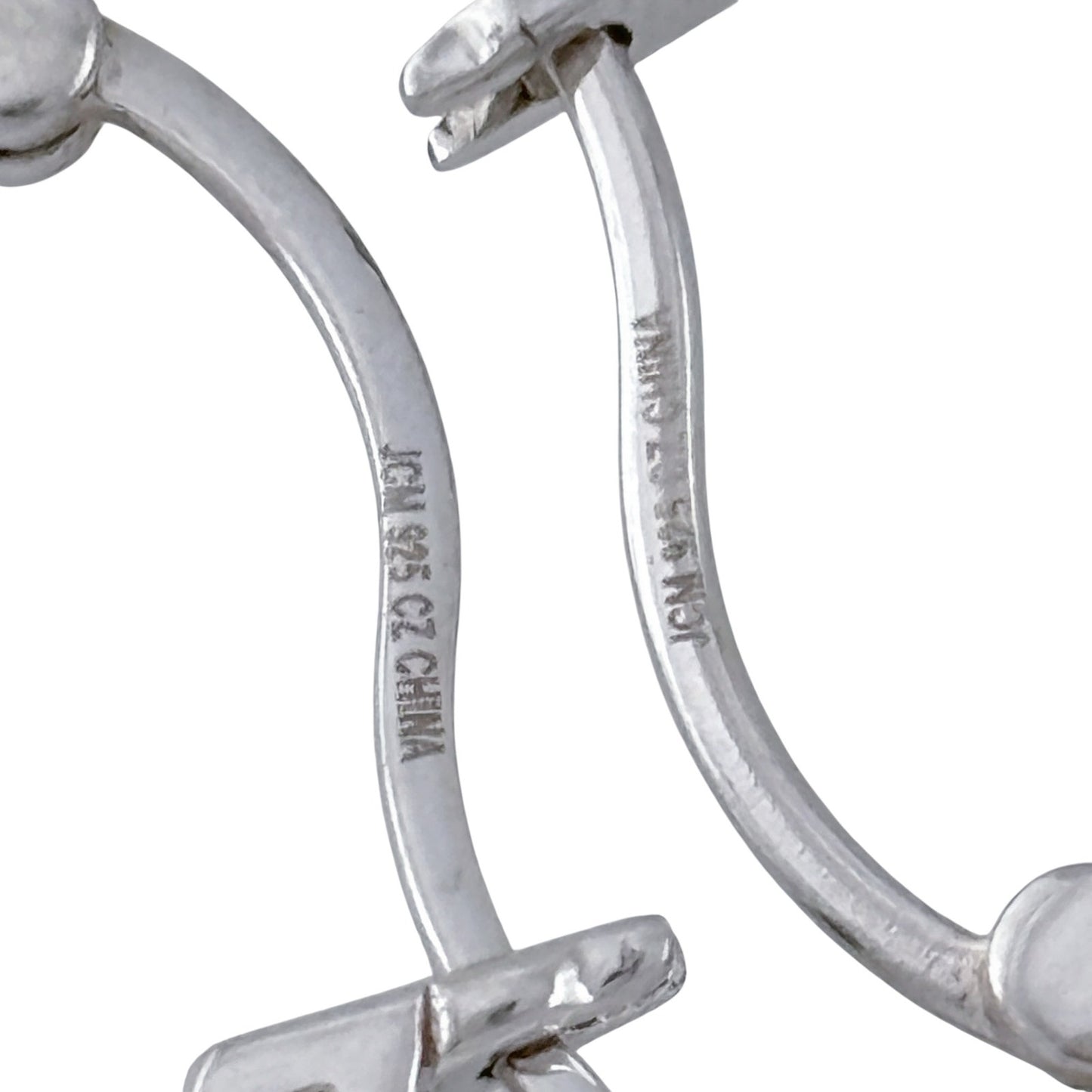 Vintage Sterling Silver 925 Cubic Zirconia Hoop Earrings
