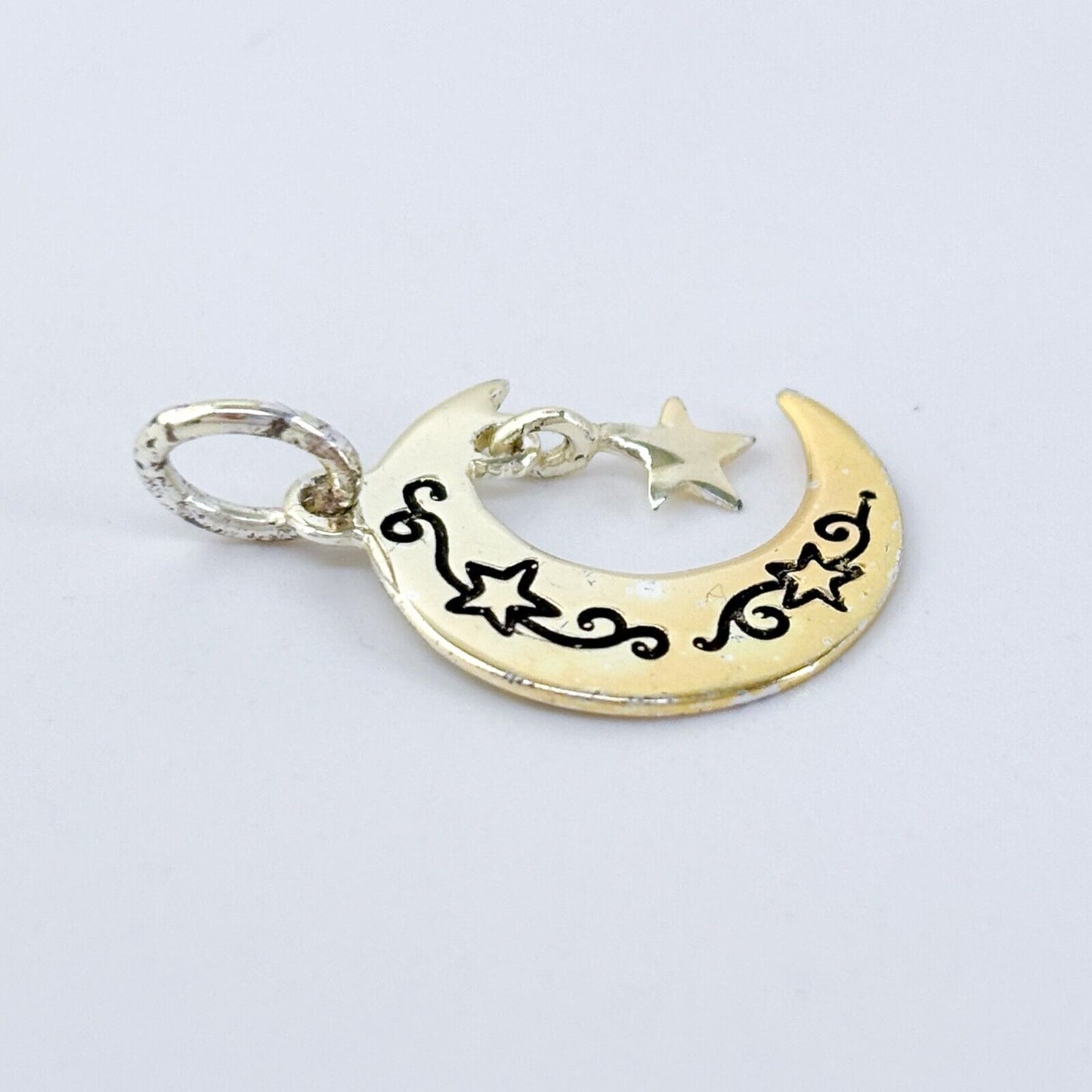Vintage Gold-Tone Sterling Silver 925 "I Love You To The Moon And Back" Pendant